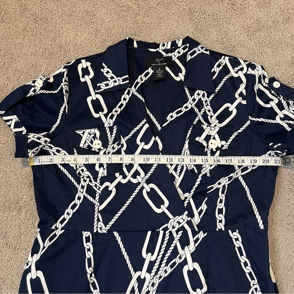 Lennie for Nina Leonard Cotton-Blend Chain-Print Nautical Dress. Size 16. - Picture 14 of 16